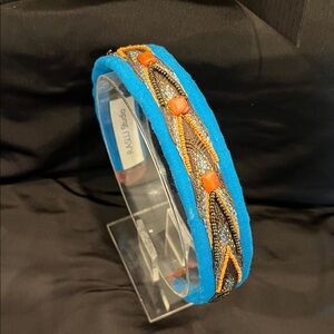 Blue and Orange Beaded Headband
